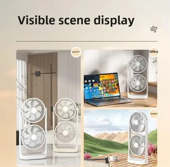 Double-Head High Wind Air Circulation Desktop Fan Portable Double-Layer Cooling Fan
