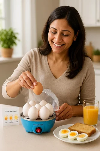 Electric Egg Boiler 7 Eggs Steamer Multifunctional Cooker with Auto Shut Off for Omelet Soft Medium and Hard Boiled Eggs